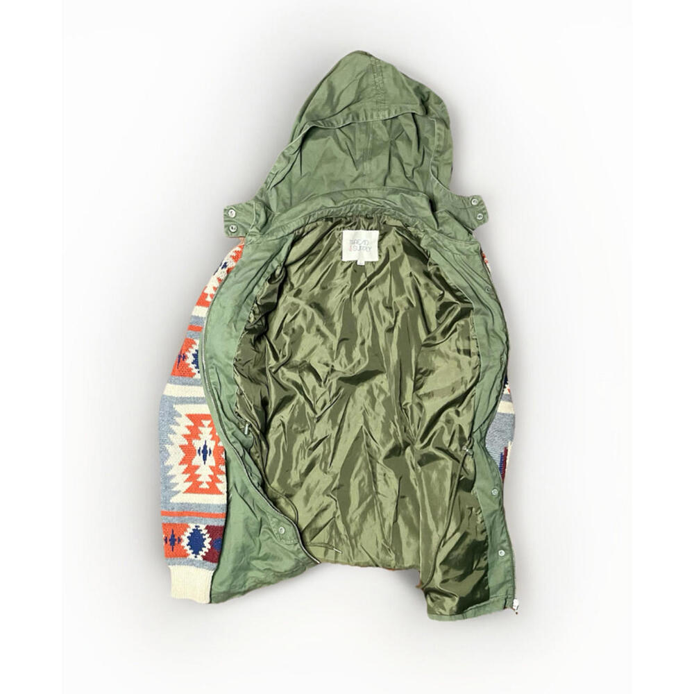 Thread & Supply Green Aztec Sleeve Hooded Utility Jacket Small Boho Western - Picture 6 of 10
